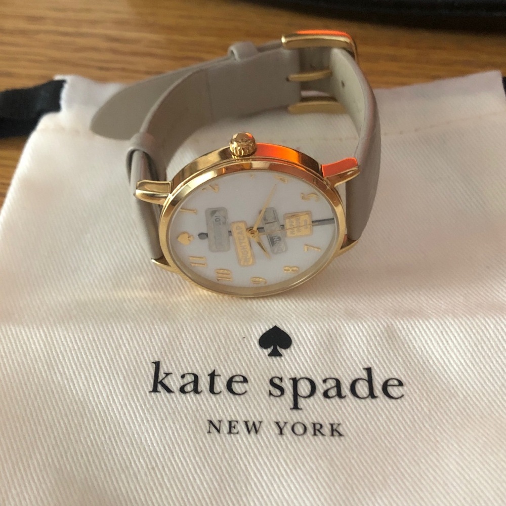 Kate Spade Sign Post Metro Series Real Leather Wristband 34mm Round Watch - Picture 9 of 11